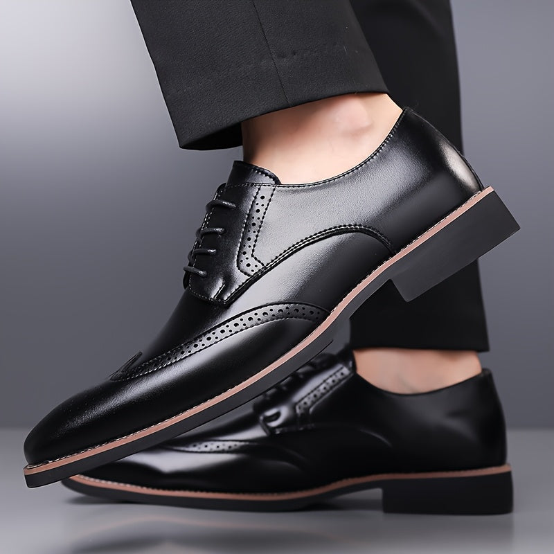 Brogue Dress Shoes with Lace Up Closure and Cushioned Insole