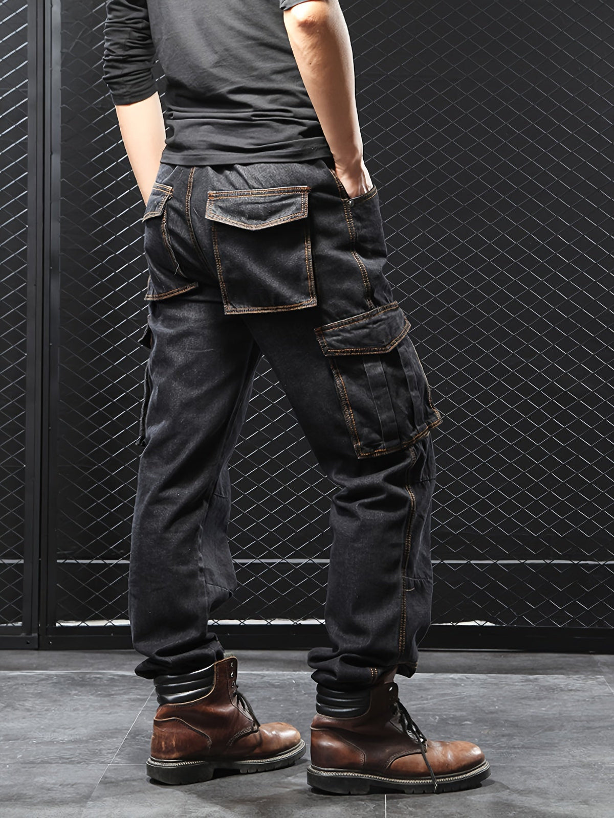 Cargo Pants with Multiple Pockets and Relaxed Fit, Reinforced Stitching