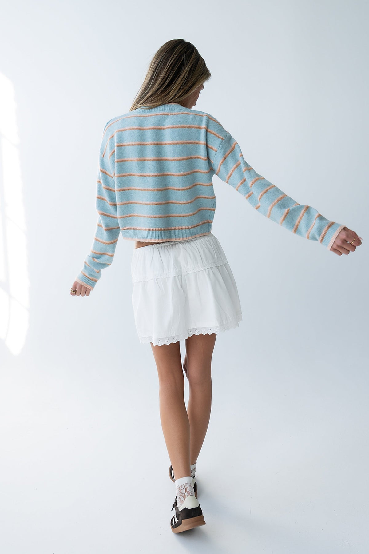 Stretch Knit Cardigan with Button Front and Ribbed Cuffs