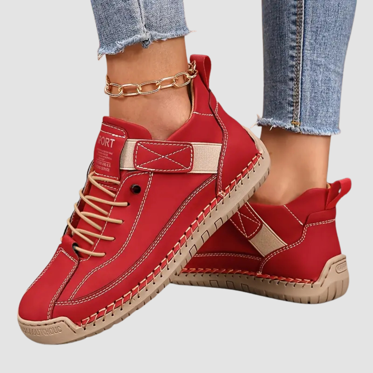 Lace Up Sneakers with Cushioned Insole and Stable Sole, Breathable Upper Material