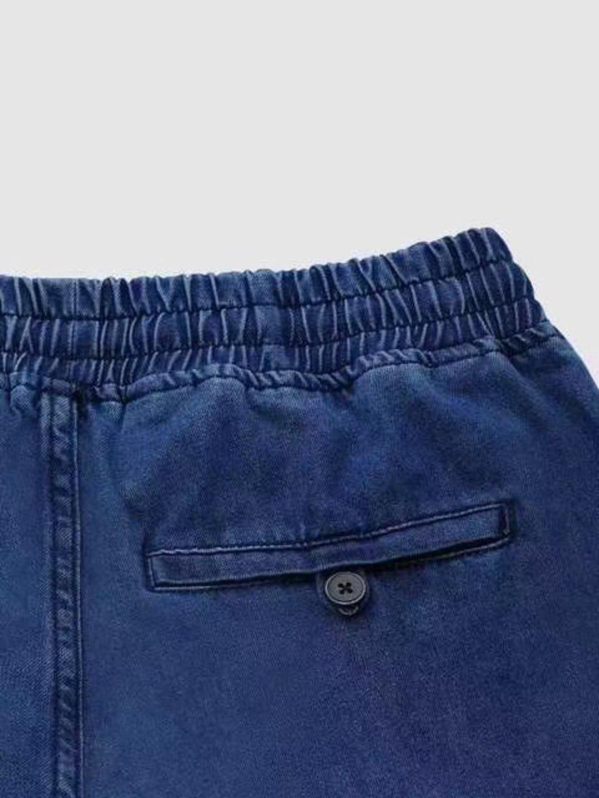 Wide-Leg Trousers with Adjustable Drawstring Waist and Light Wash