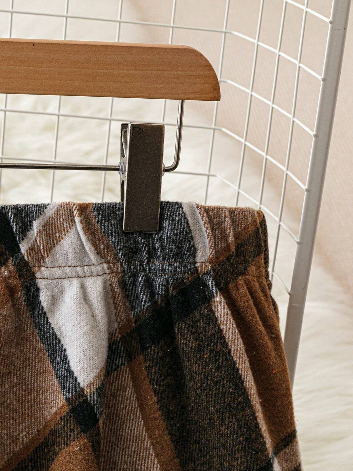 Plaid A Line Skirt with Flared Cut and Knee Length Coverage