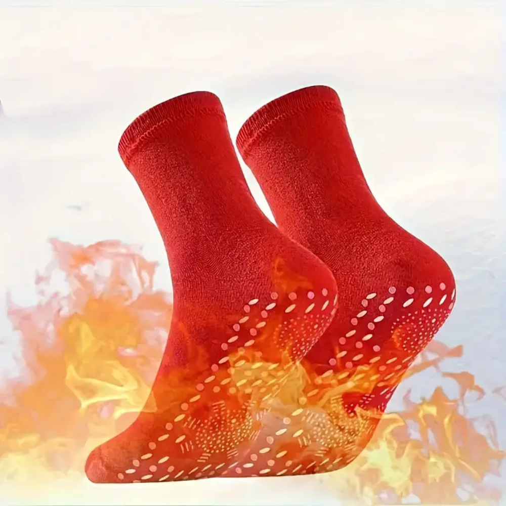 Self Heating Tourmaline Socks with Non-Slip Dot Soles, 5 Pairs