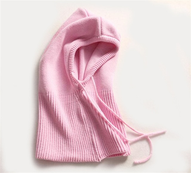 Hooded Knit Hat with Drawstring Closure and Wool Construction
