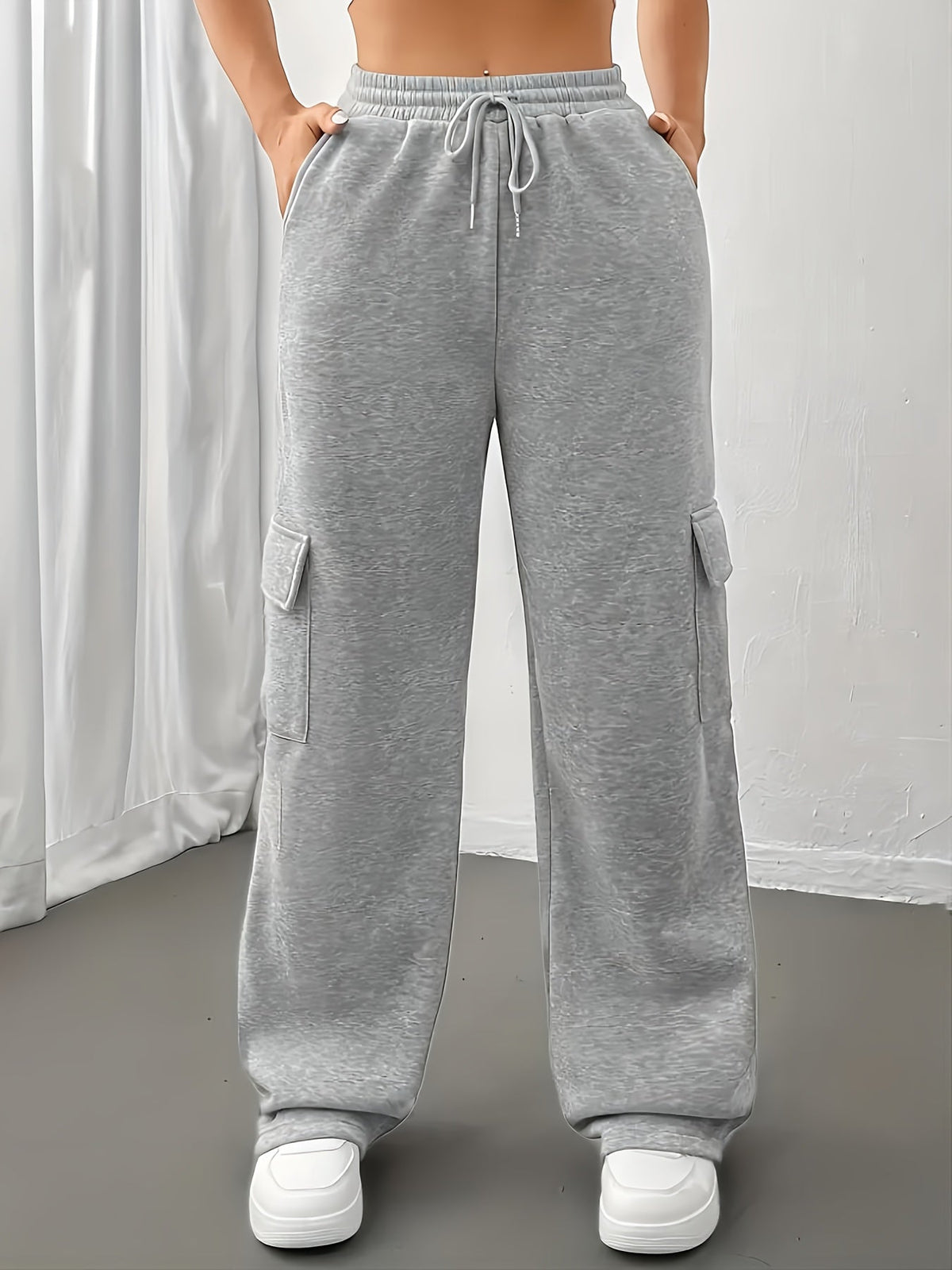 Cargo Joggers with Adjustable Drawstring Waist and Side Pockets, Relaxed Fit