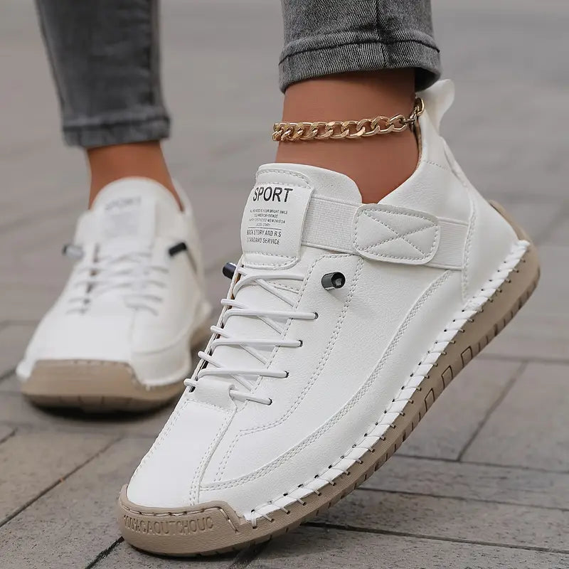 Lace Up Sneakers with Cushioned Insole and Stable Sole, Breathable Upper Material