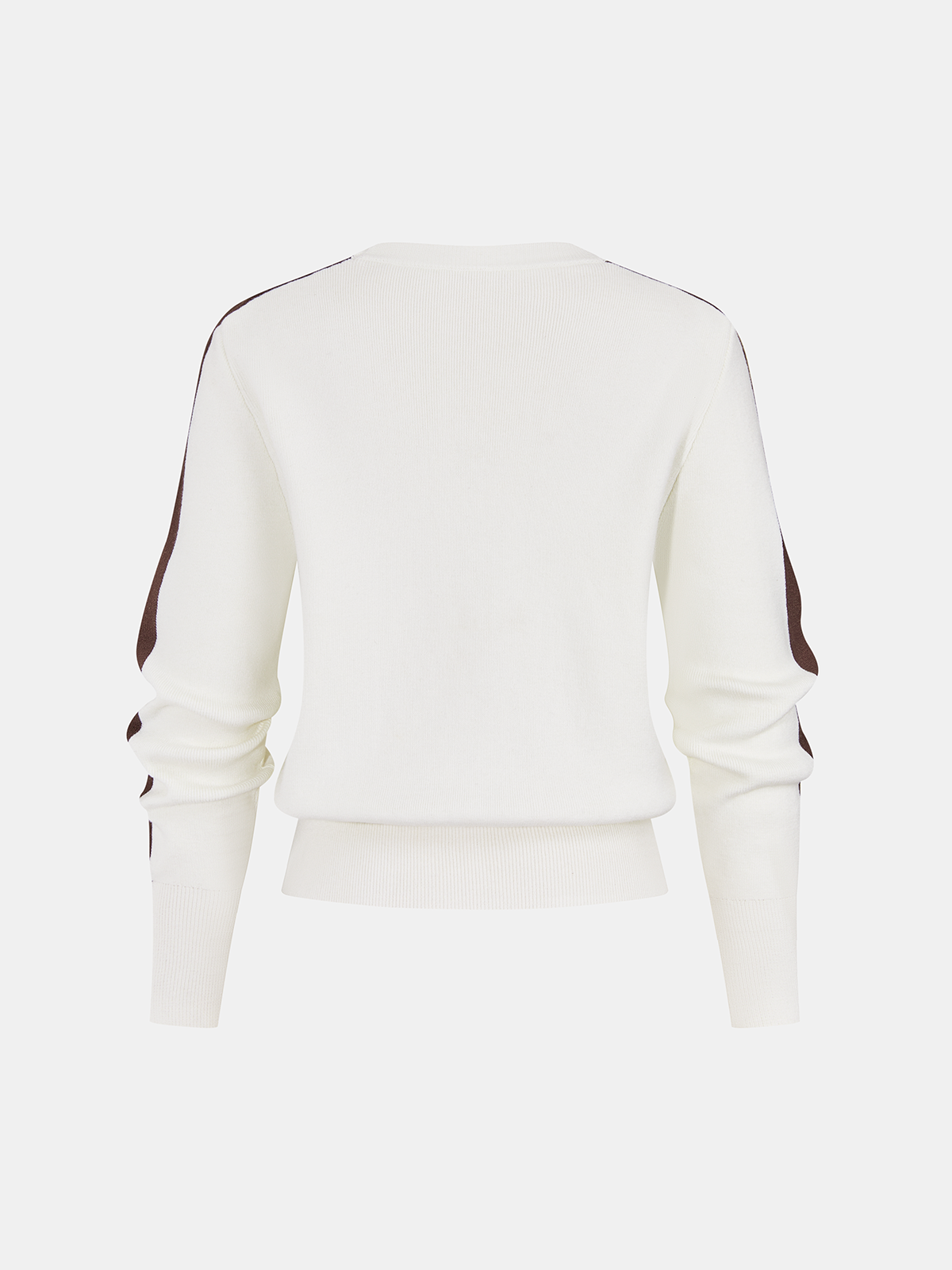 Crew Neck Knit Sweater with Medium Stretch and Contrast Stripes
