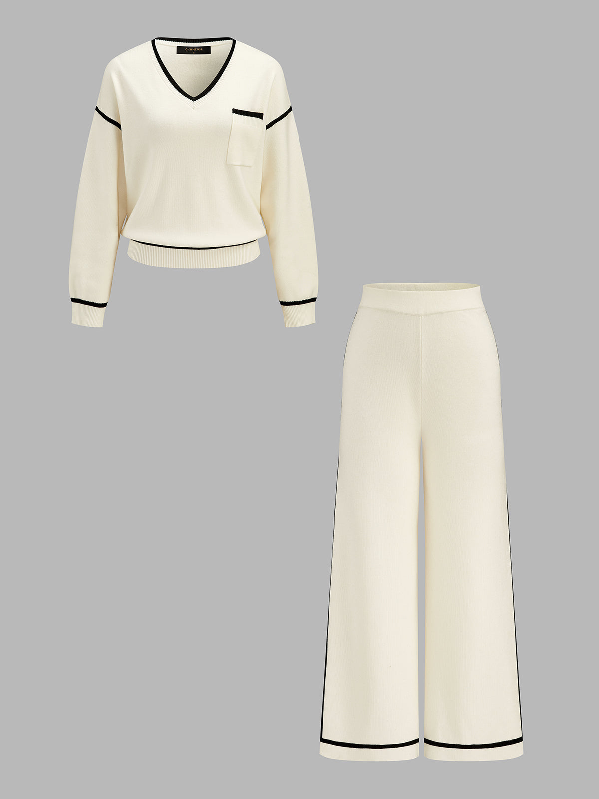 Knit Lounge Set with High Stretch Fabric and Elastic Waistband Pants