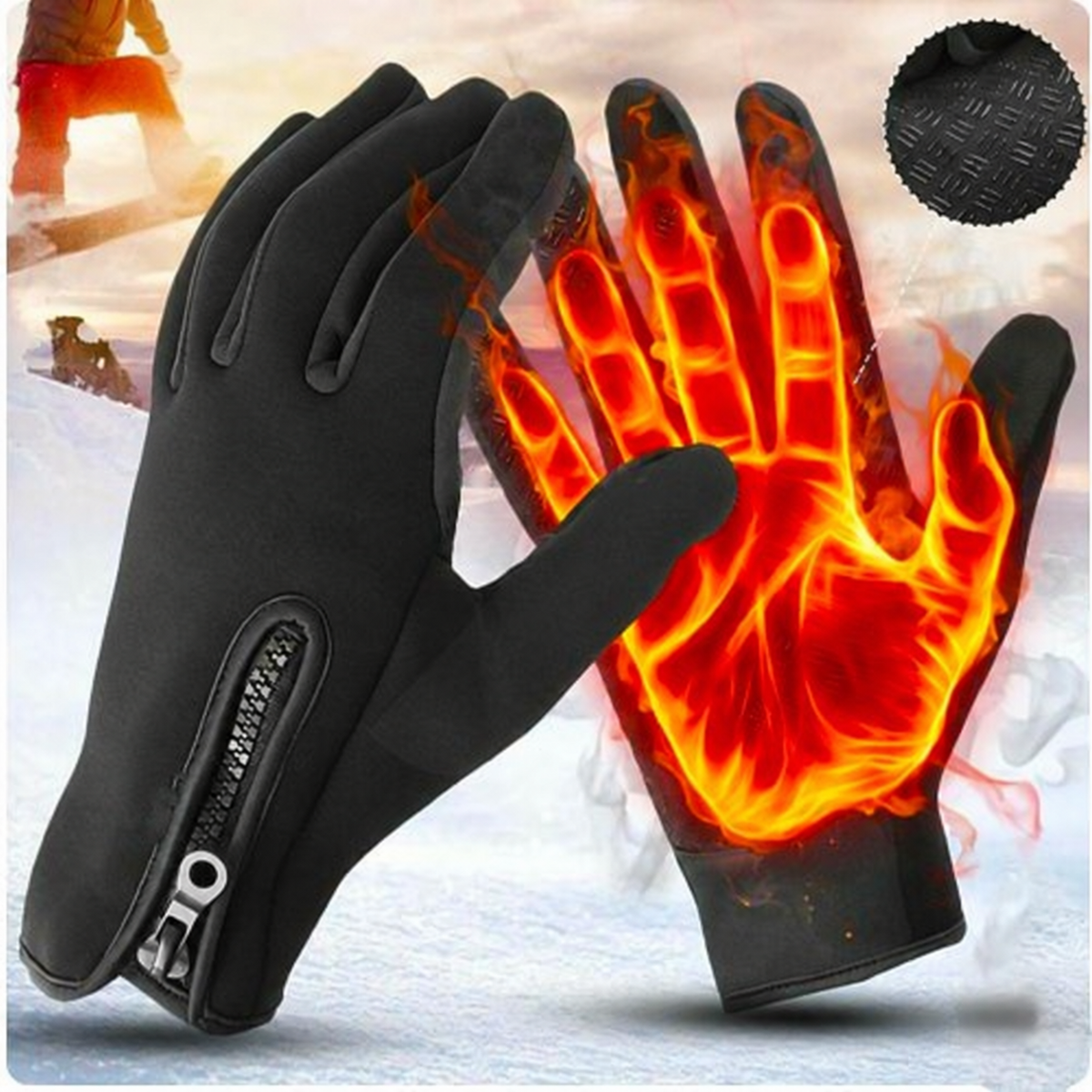 Touchscreen Winter Gloves with Triple Layer Insulation and Silicone Grip, Neoprene Full Finger