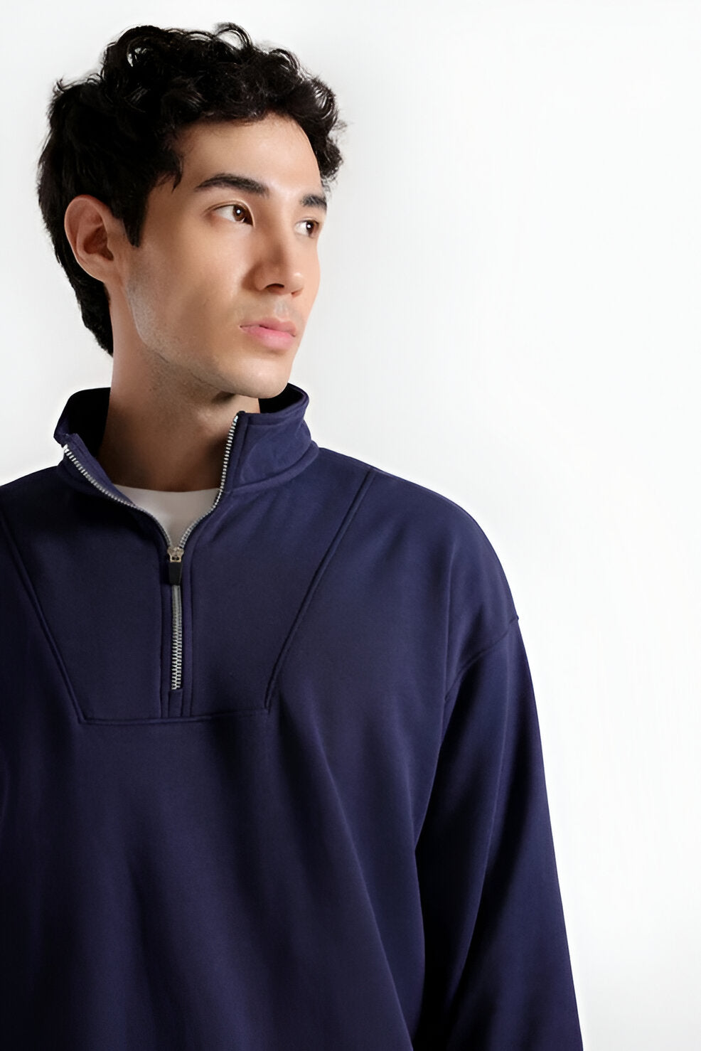 Men’s Basic Quarter Zip-Up Sweatshirt, Soft Long Sleeve