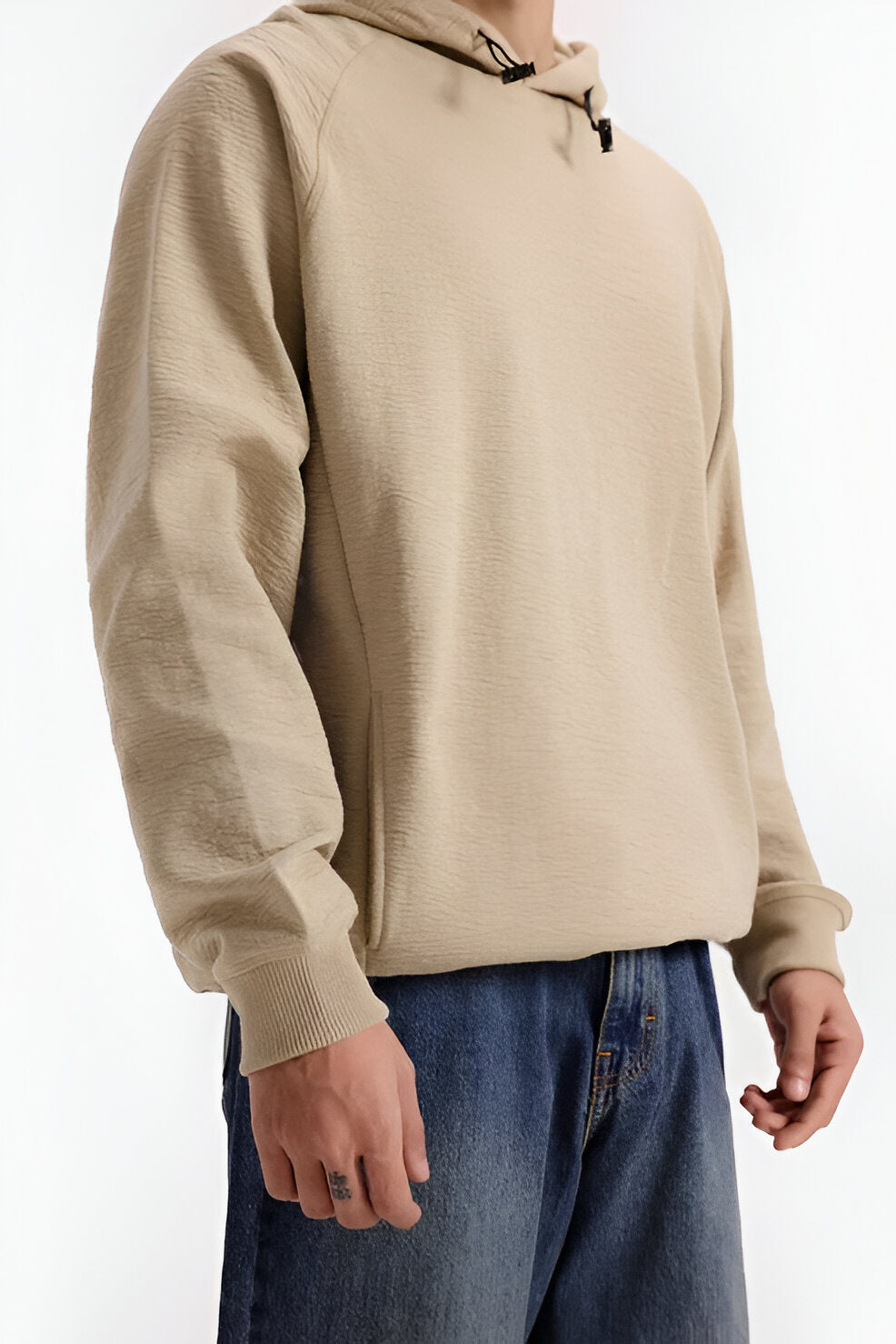 Men’s Basic Textured Hoodies, Full-Length Sleeves