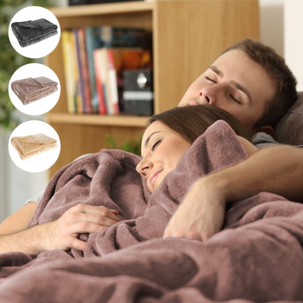 Electric Heated Blanket with Flannel Fabric and Simple Control, 63x33 Inches