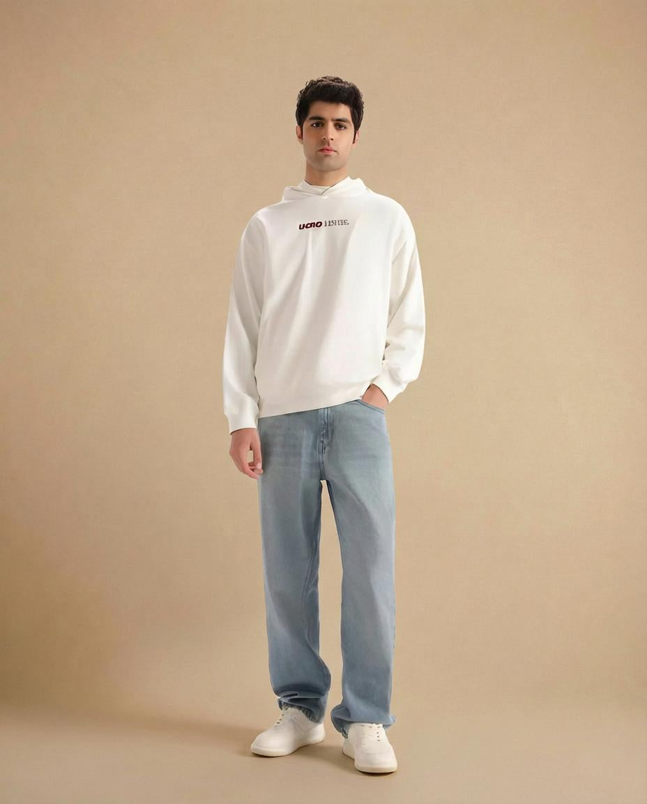 Men’s Slogan Print Hoodie, Kangaroo Pocket