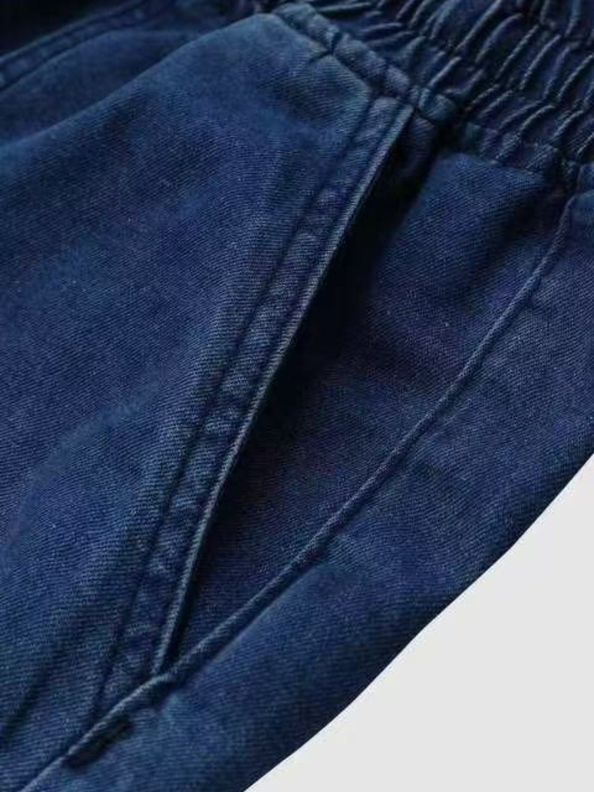 Wide-Leg Trousers with Adjustable Drawstring Waist and Light Wash