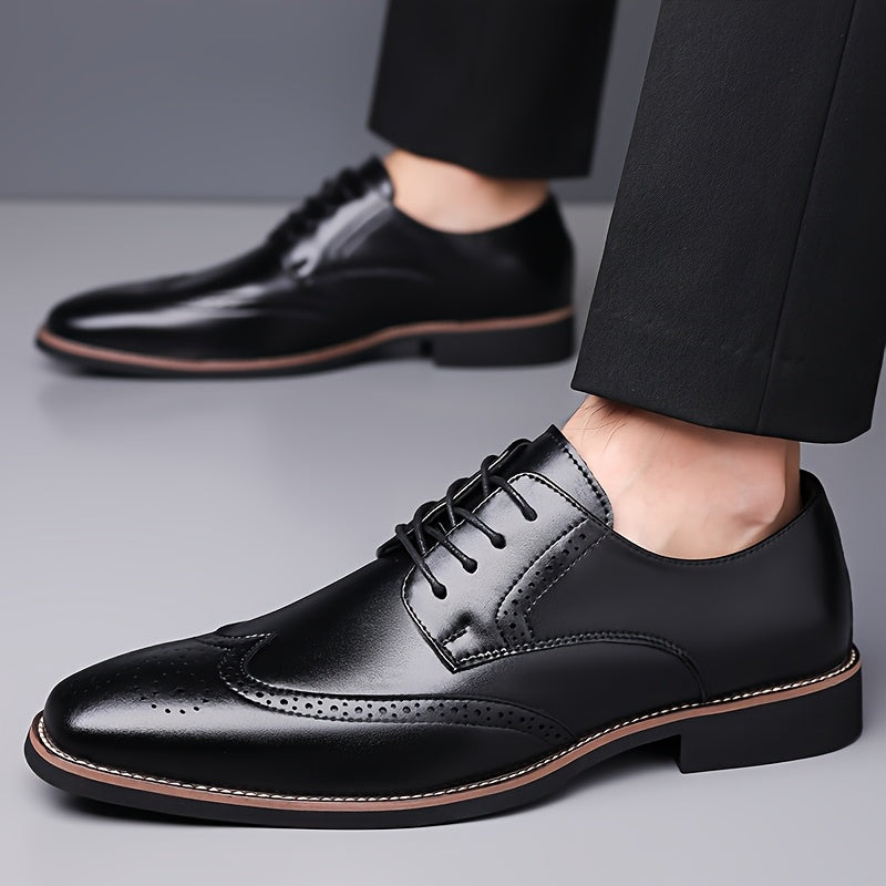 Brogue Dress Shoes with Lace Up Closure and Cushioned Insole