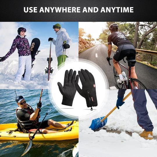 Touchscreen Winter Gloves with Triple Layer Insulation and Silicone Grip, Neoprene Full Finger