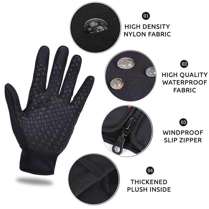 Touchscreen Winter Gloves with Triple Layer Insulation and Silicone Grip, Neoprene Full Finger