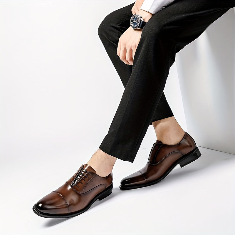 Cap Toe Oxford Shoes with Raised Sole and Arch Support for Formal Events