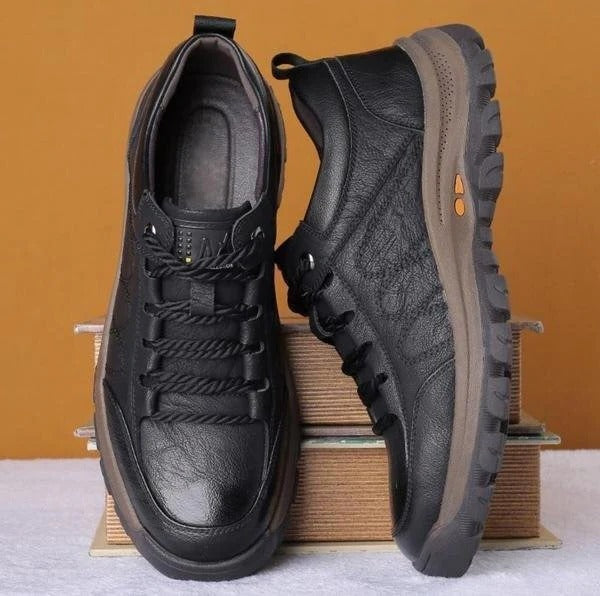 Mens Arch Support Shoes with Cowhide Upper and Moisture Blocking Construction