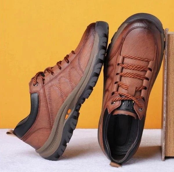 Mens Arch Support Shoes with Cowhide Upper and Moisture Blocking Construction