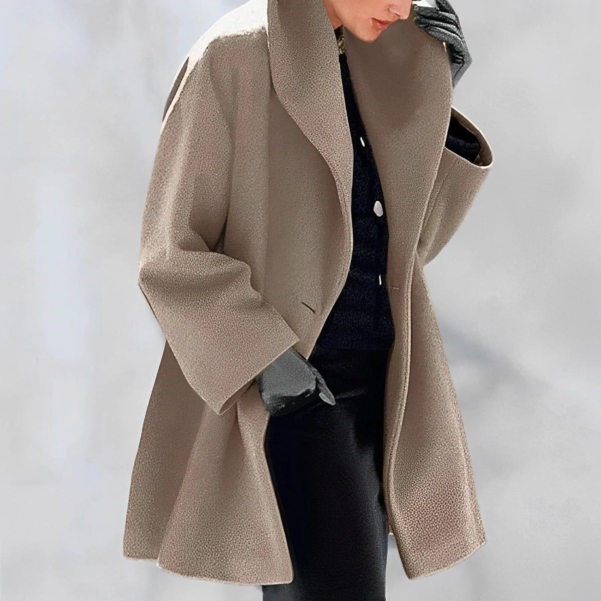 Belted Wrap Coat with Full Lining and A Line Silhouette, Wind Resistant