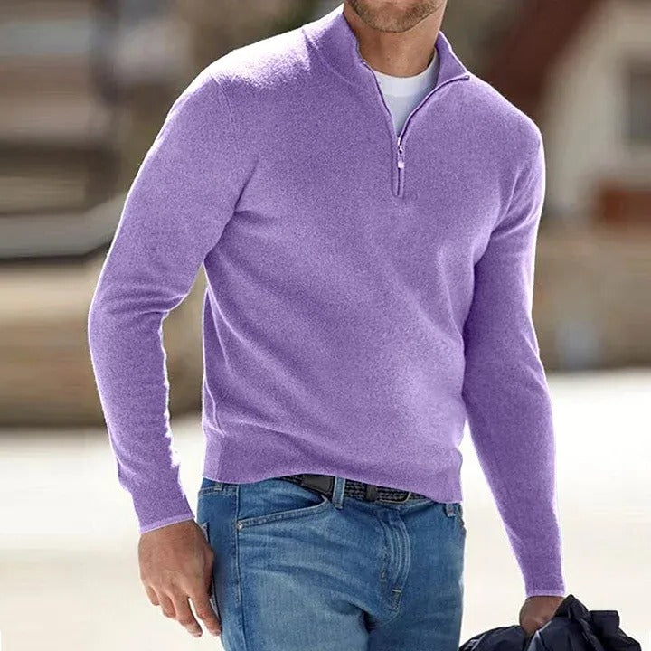 Mens Long Sleeve Pullover Sweater with Close Fit and Wrist Coverage