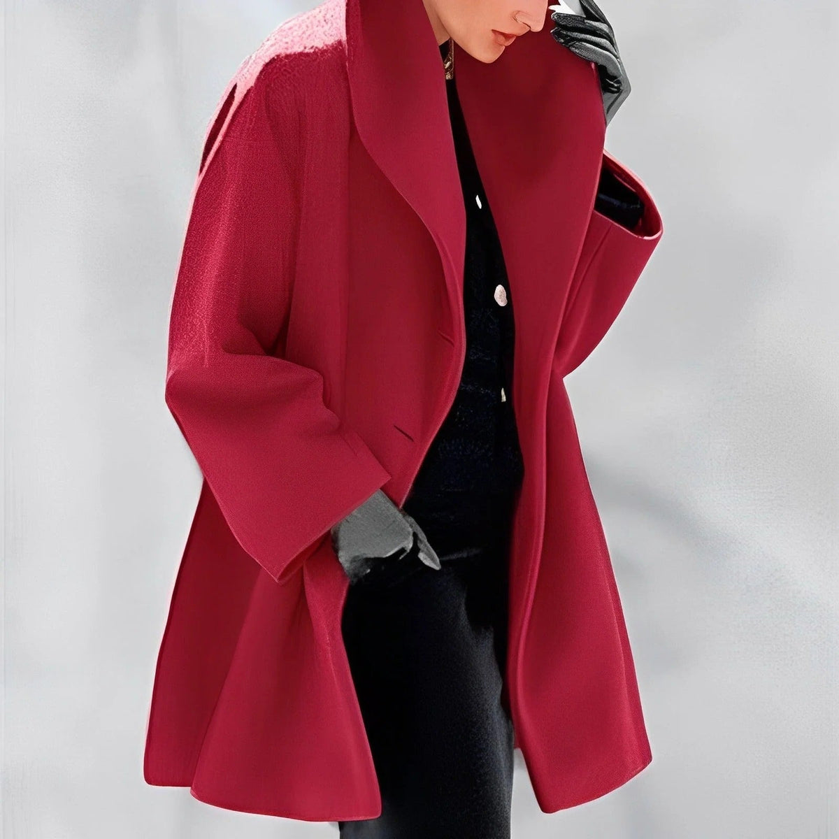 Belted Wrap Coat with Full Lining and A Line Silhouette, Wind Resistant
