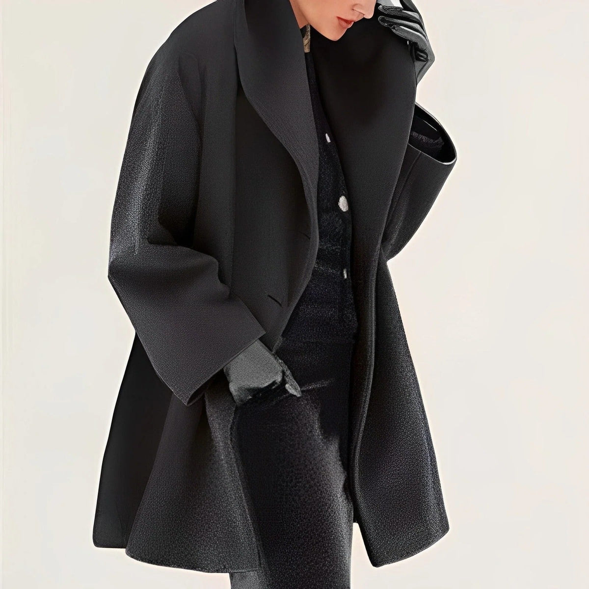 Belted Wrap Coat with Full Lining and A Line Silhouette, Wind Resistant