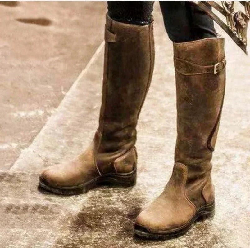 Womens Long Boots with Traction Sole and Removable Insole for Winter
