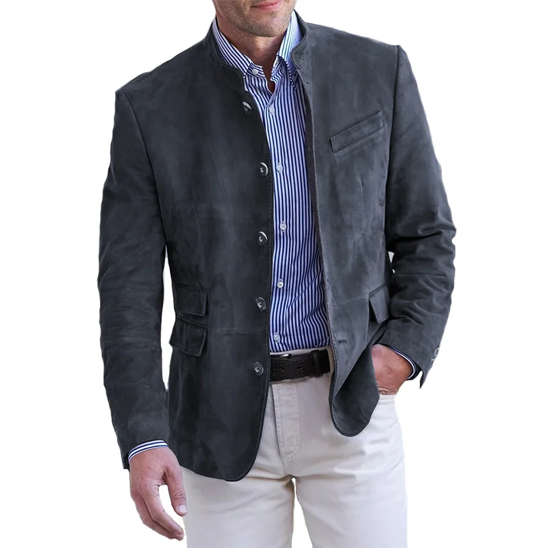 Mens Button Down Jacket with Reinforced Stitching and Shape Retention