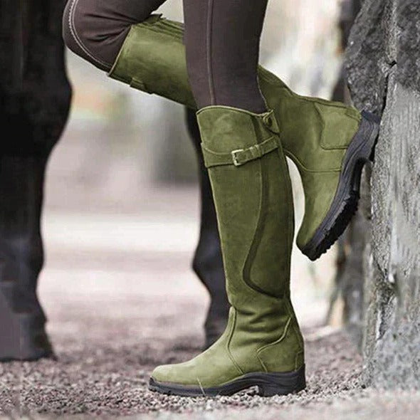 Womens Long Boots with Traction Sole and Removable Insole for Winter