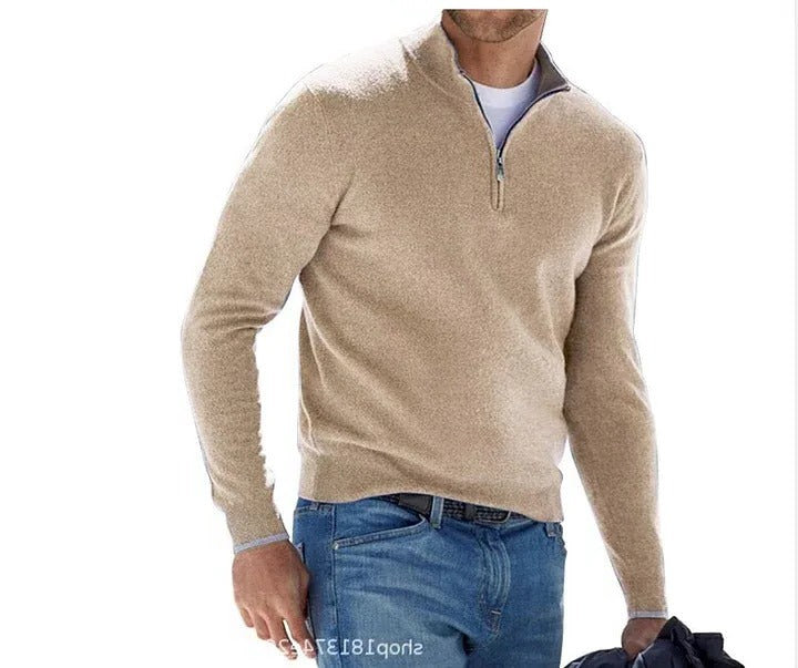 Mens Long Sleeve Pullover Sweater with Close Fit and Wrist Coverage