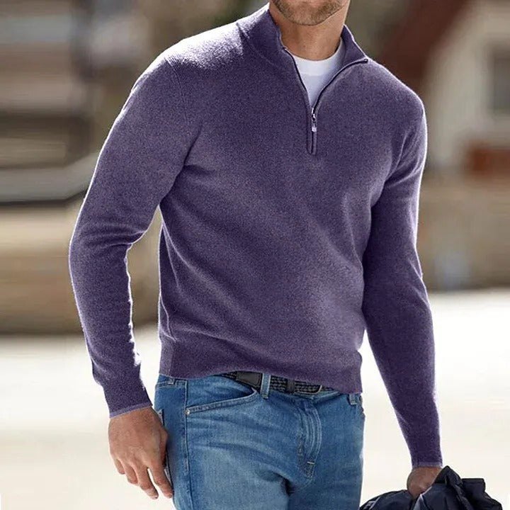 Mens Long Sleeve Pullover Sweater with Close Fit and Wrist Coverage