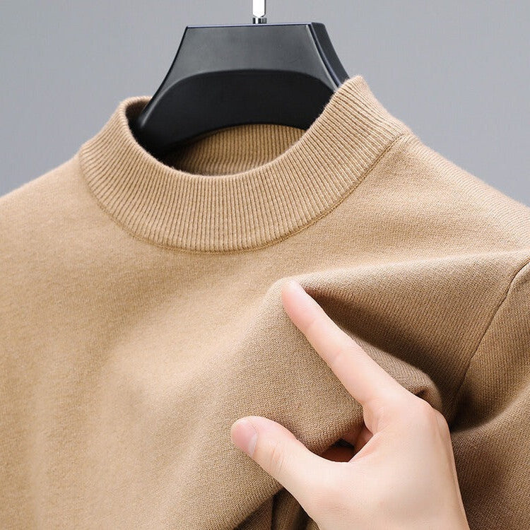 Mens Crew Neck Pullover Sweater with Ribbed Cuffs and Hem