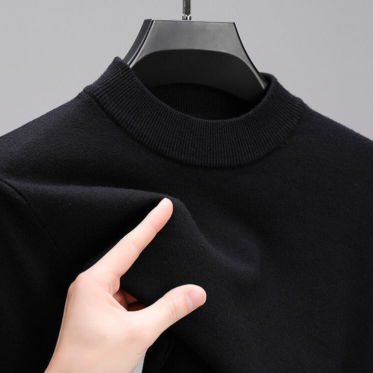 Mens Crew Neck Pullover Sweater with Ribbed Cuffs and Hem
