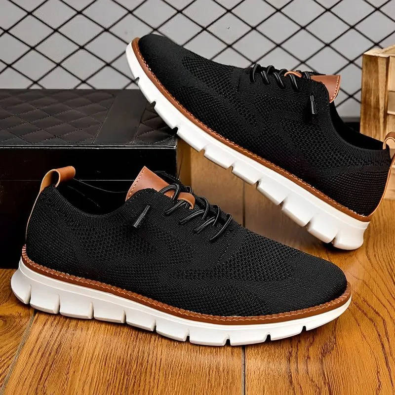 Business Casual Knit Shoes with Wide Toe Box and Slip On Design