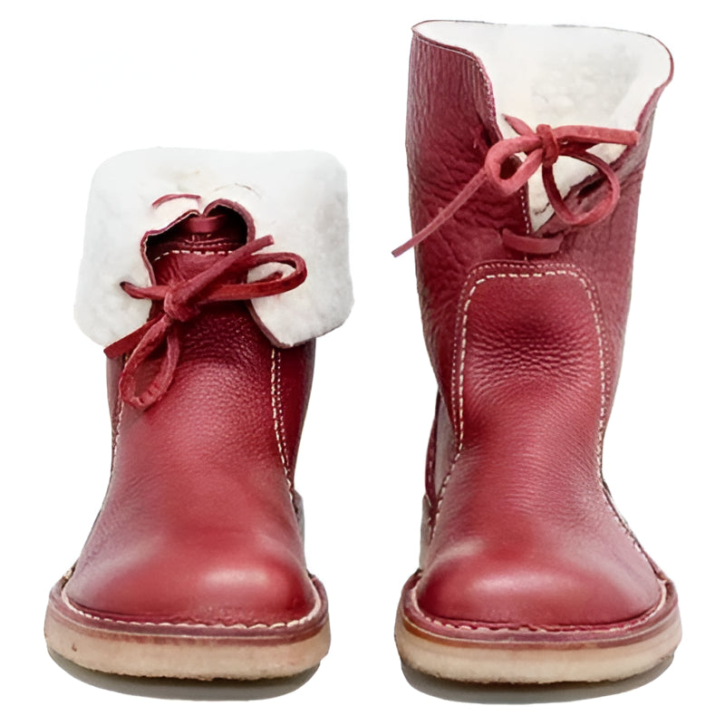 Winter Boots with Wool Lining and Rubber Sole Lace Up Closure