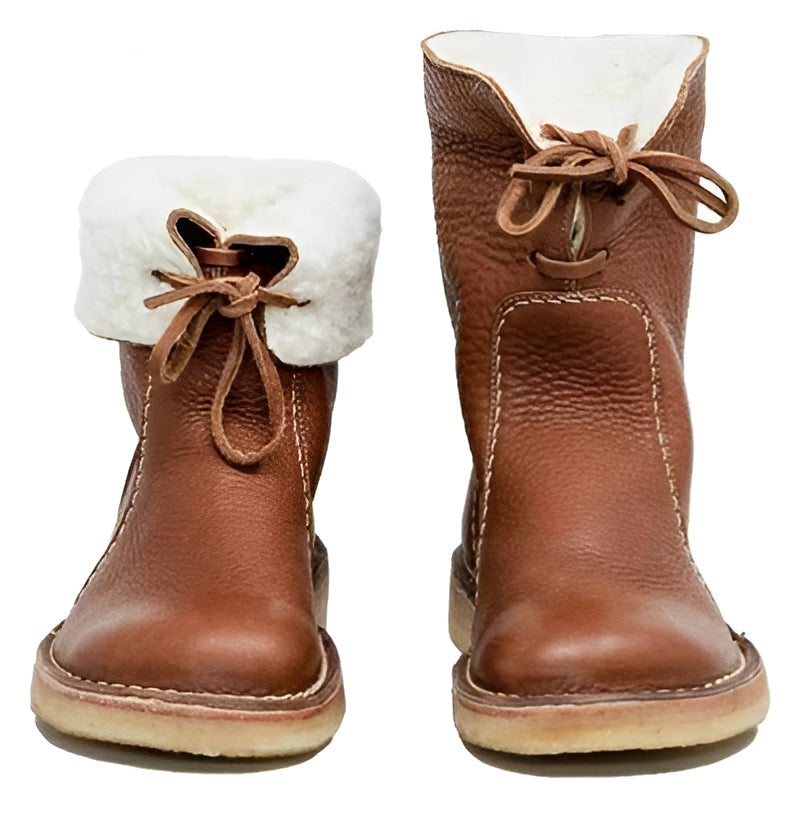Winter Boots with Wool Lining and Rubber Sole Lace Up Closure