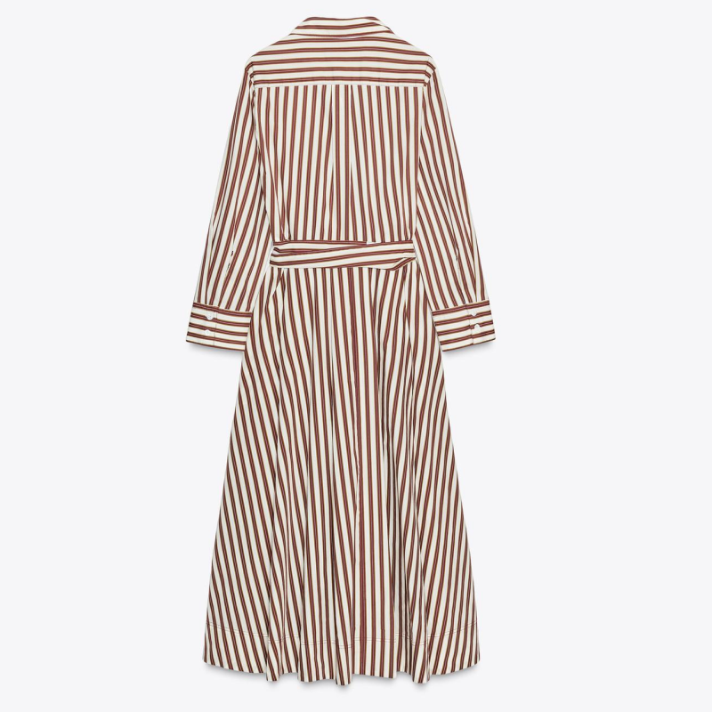 White & Dark Red Striped Dress