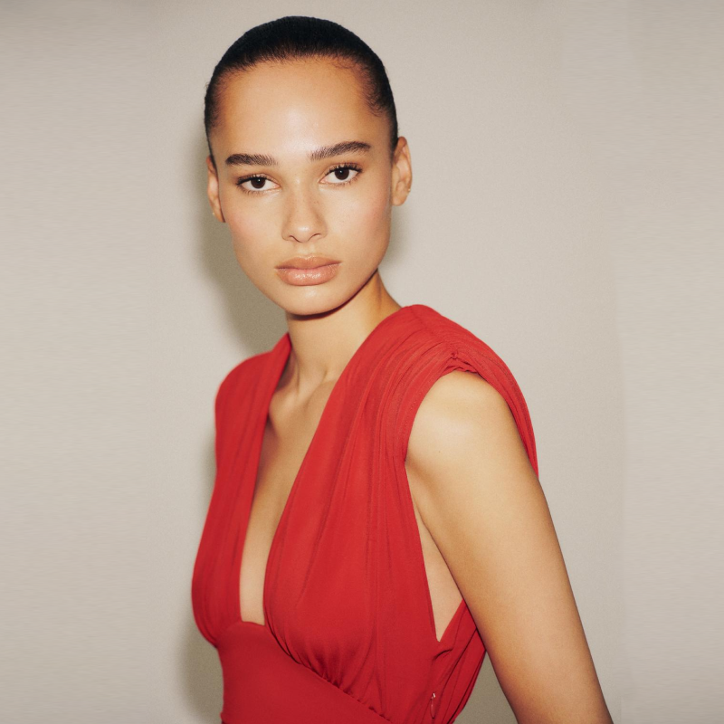 Red Short Dress with Shoulder Pads