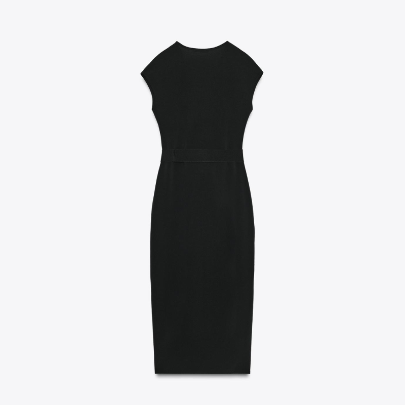 Belted Stretch Midi Dress