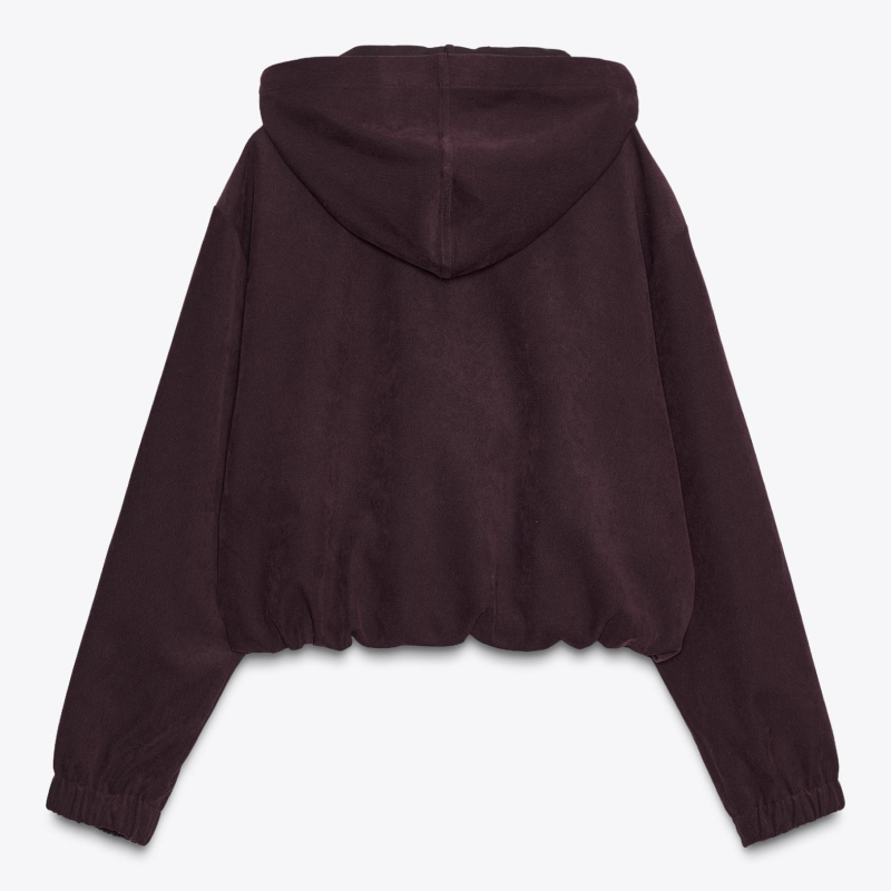 Burgundy Hooded Bomber Jacket