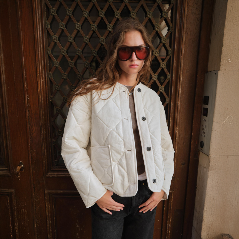 White Patch Pocket Puffer Jacket