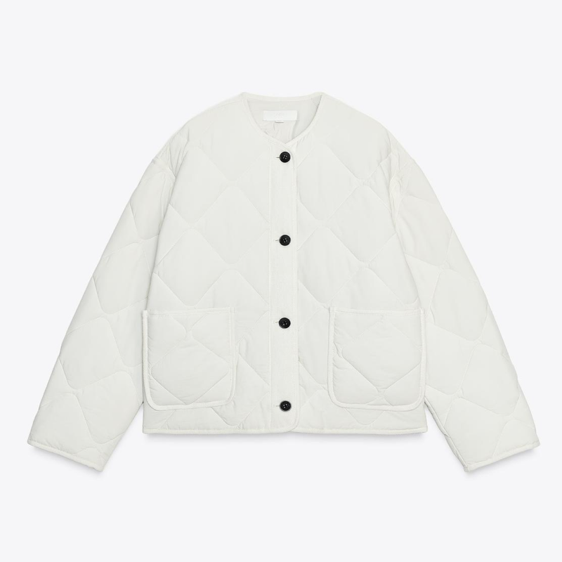White Patch Pocket Puffer Jacket