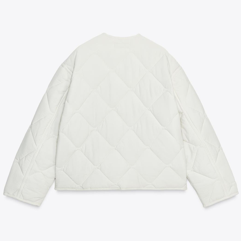 White Patch Pocket Puffer Jacket