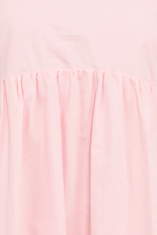 Women’s Long Sleeve Smocked Mini Dress, High Neck Pink Dress
