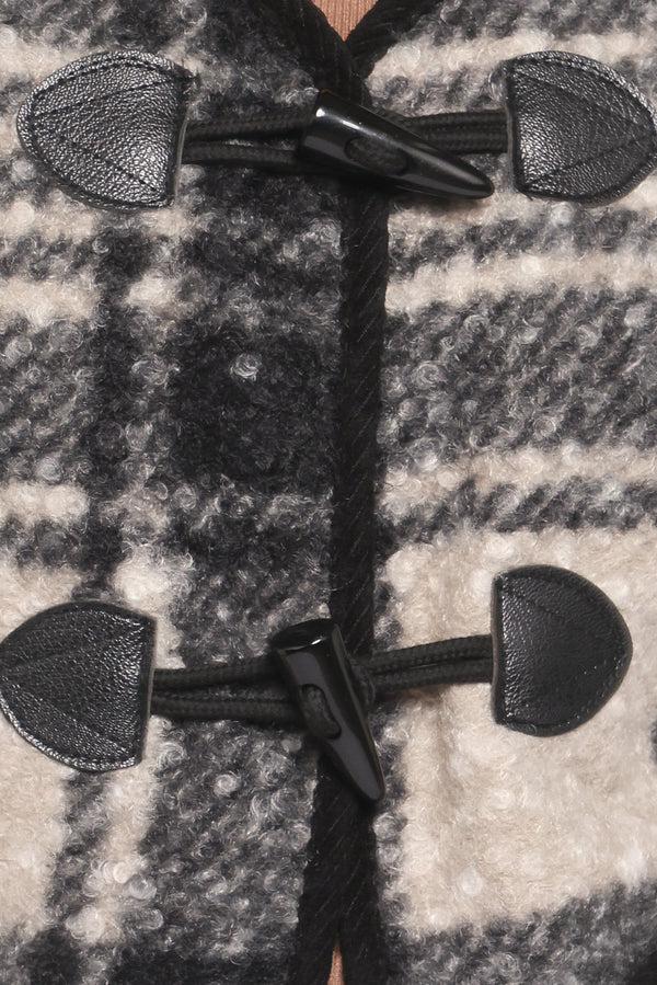 Women’s Plaid Jacket, Lined V-Neck Toggle Front Jacket