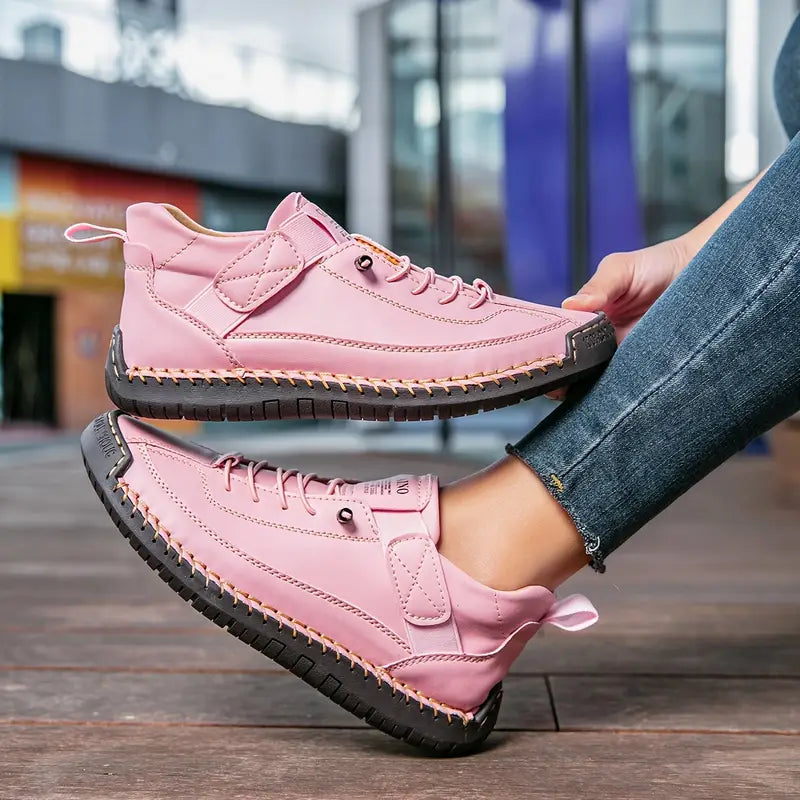 Lace Up Sneakers with Cushioned Insole and Stable Sole, Breathable Upper Material