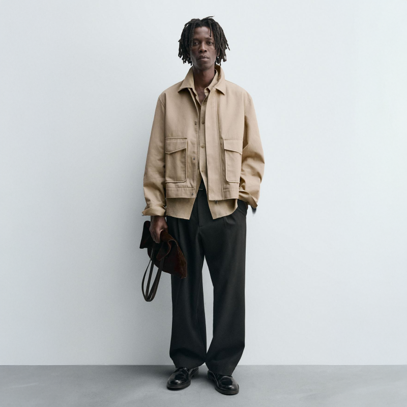 Beige Twill Textured Jacket