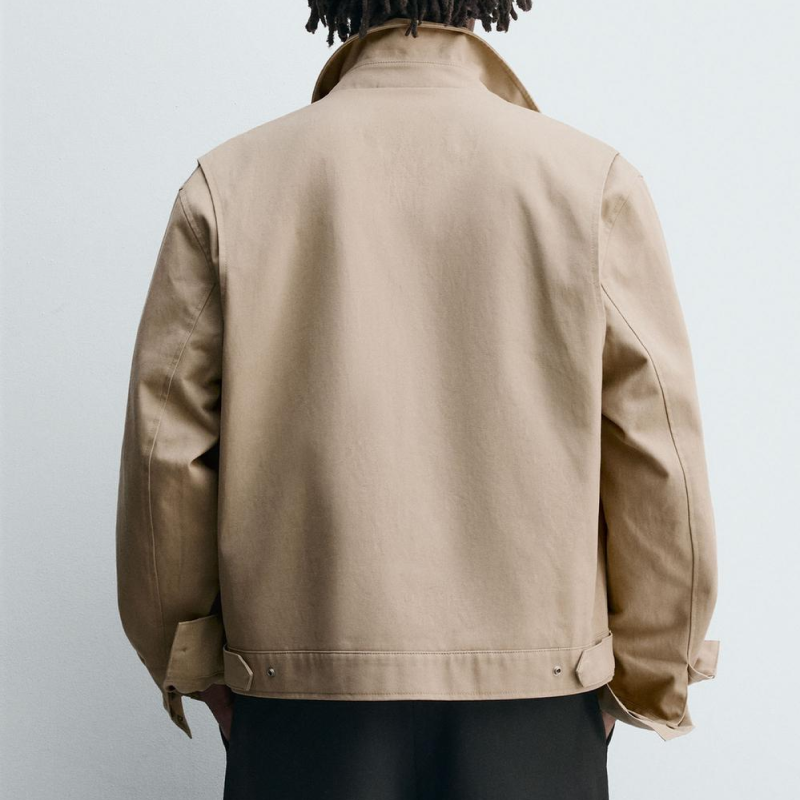 Beige Twill Textured Jacket